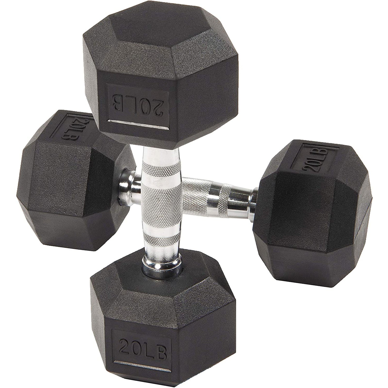 BalanceFrom Fitness 20LB Pair Rubber Hexagon Dumbbell Hand Weights (Open Box) - VMInnovations