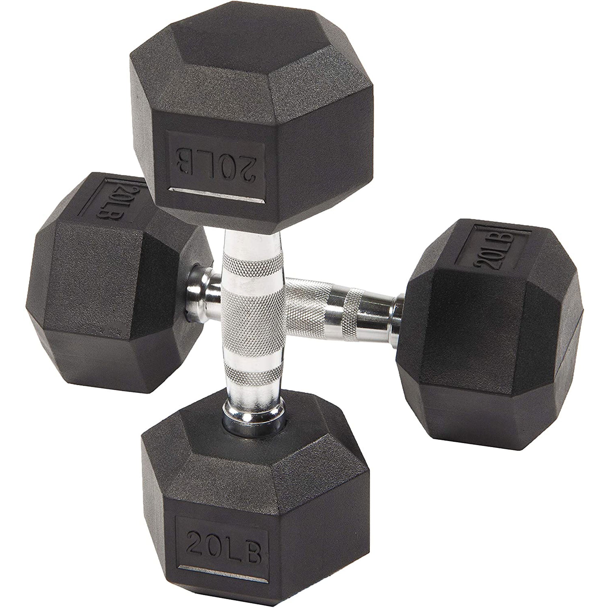 BalanceFrom Fitness 20lb Pair Rubber Hexagon Dumbbell Hand Weights (Used) - VMInnovations