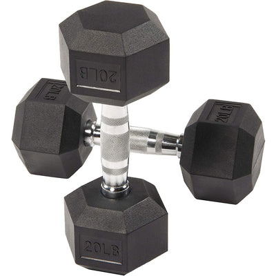 BalanceFrom Fitness 20lb Pair Rubber Hexagon Dumbbell Hand Weights (Used) - VMInnovations