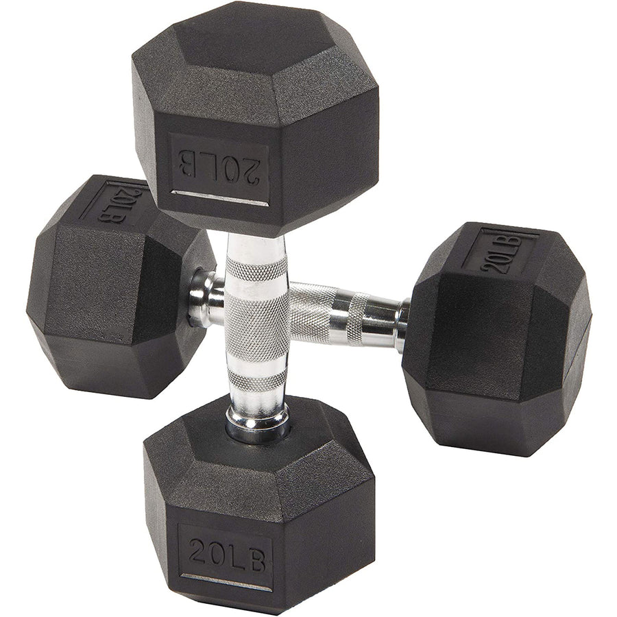 BalanceFrom Fitness 20lb Pair Rubber Hexagon Dumbbell Hand Weights (Used) - VMInnovations