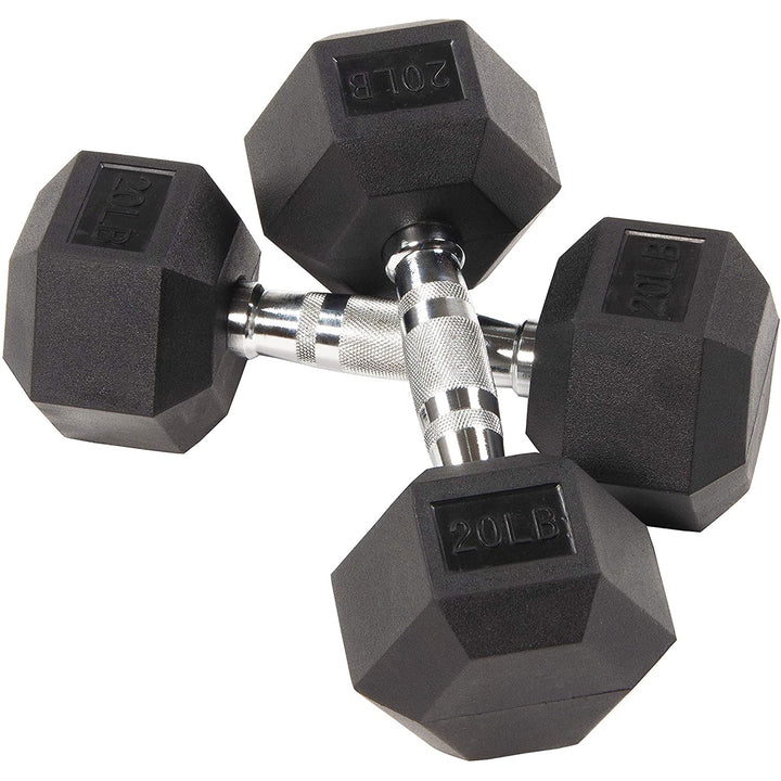 BalanceFrom Fitness 20lb Pair Rubber Hexagon Dumbbell Hand Weights (Used)