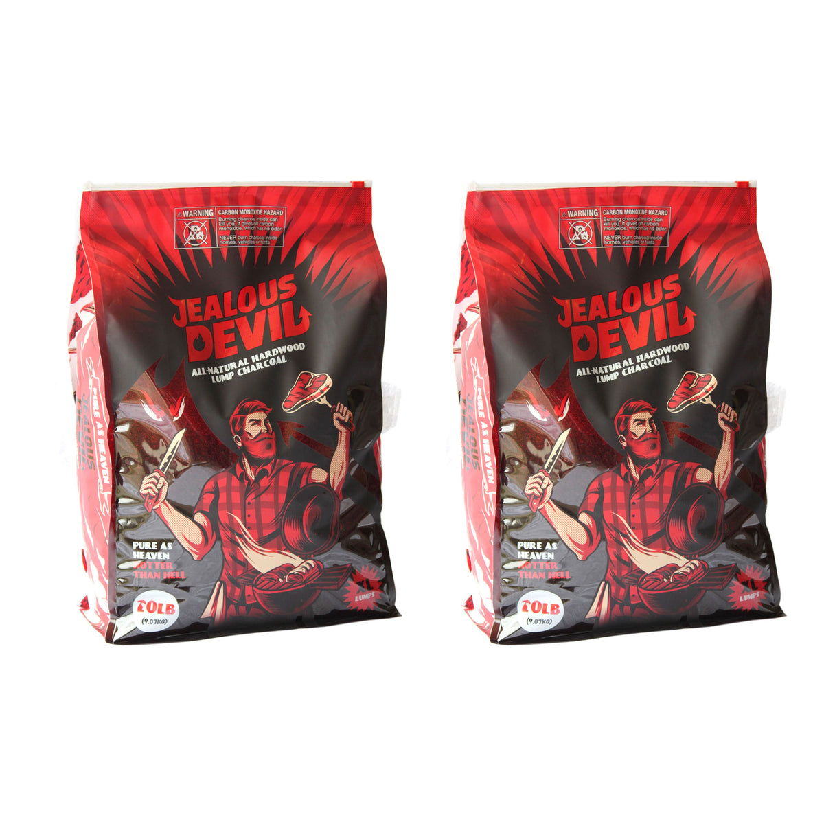 Jealous Devil 100 Percent Natural Wood Lump Grill Charcoal, 20 Pounds (2 Pack)