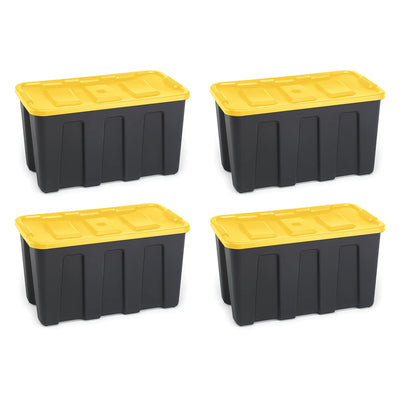 HOMZ Durabilt 34 Gallon Plastic Organizer Storage Bin Tote with Lid (4 Pack)