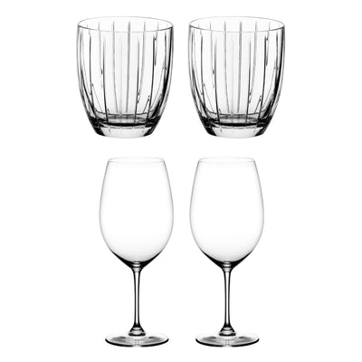 Riedel Crystal Whiskey Tumbler Glass and Grand Cru Red Wine Glass, Set of 4 - VMInnovations