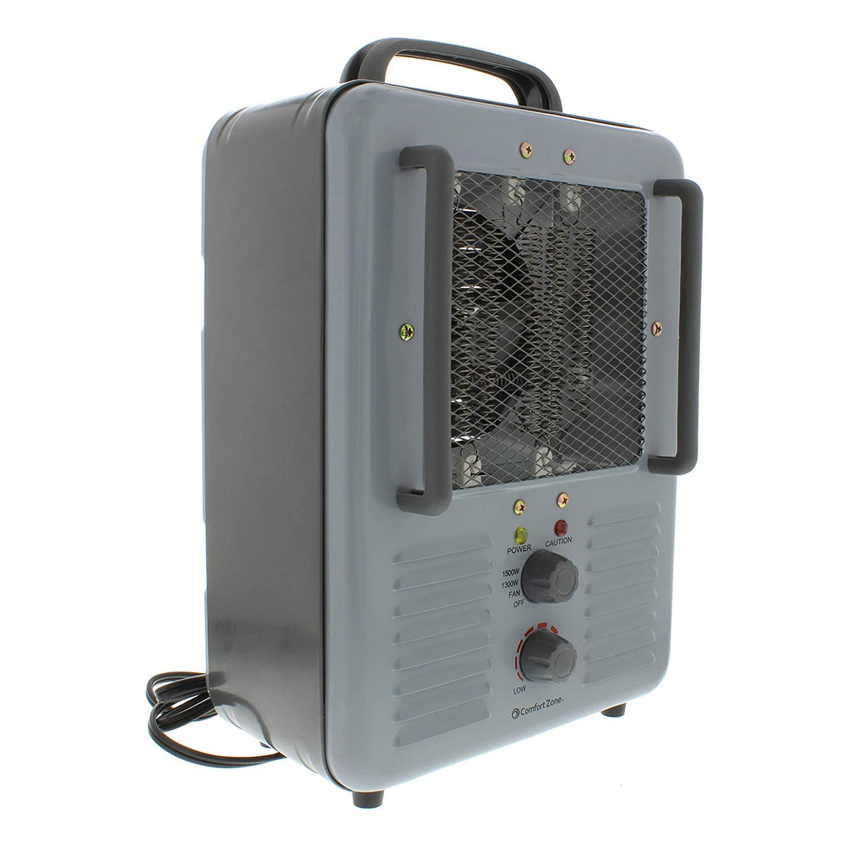 Comfort Zone Compact Electric Utility Space Heater Personal Fan, Gray (Used)