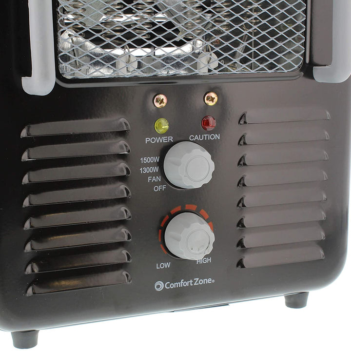 Comfort Zone Compact Electric Utility Space Heater Personal Fan, Black (Used) - VMInnovations
