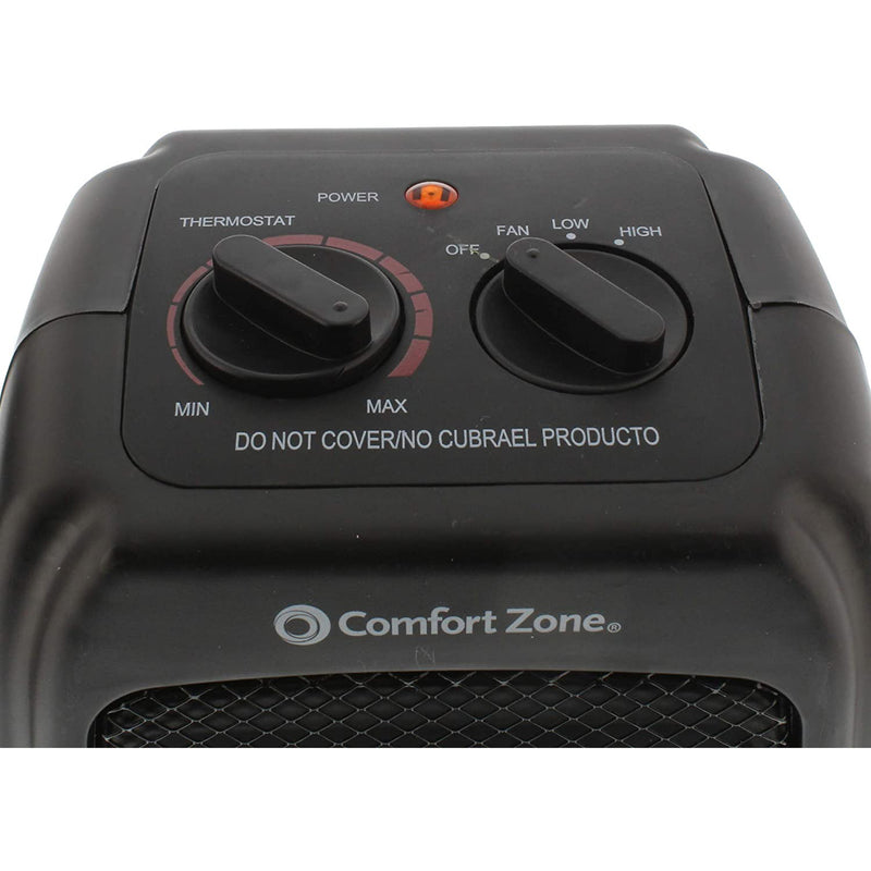 Comfort Zone Electric Ceramic Fan Forced Personal Space Heater, Black (Used)