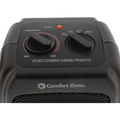Comfort Zone Portable Electric Personal Space Heater, Black (Damaged)