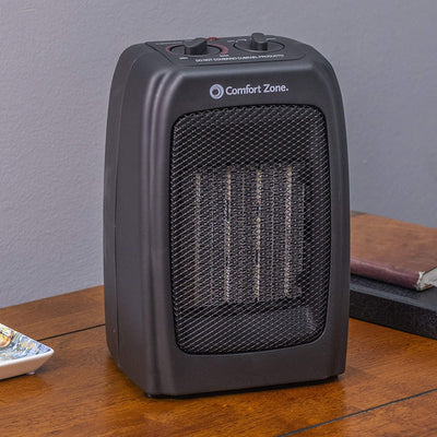 Comfort Zone Electric Ceramic Fan Forced Personal Space Heater, Black (Used)