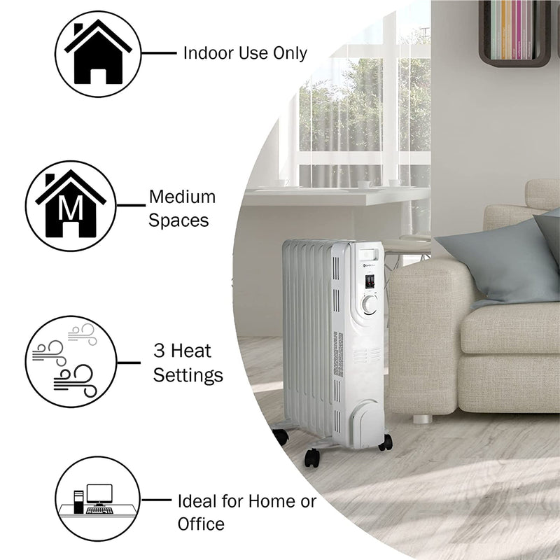 Comfort Zone Electric Silent Operation Oil Filled Home Radiator Heater(Open Box)