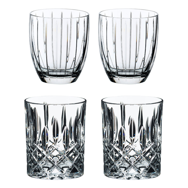 Riedel Crystal Whiskey Tumbler Glass and Scotch & Bourbon Glass Set (4 Pack)