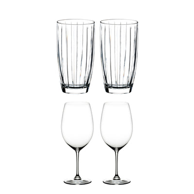 Riedel Crystal Tall All-Purpose Glass and Grand Cru Red Wine Glass, Set of 4 - VMInnovations