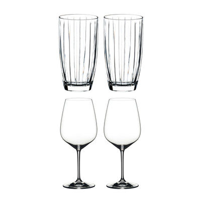 Riedel Crystal Tall All-Purpose Glass and Cabernet Red Wine Glass Set (4 Pack) - VMInnovations