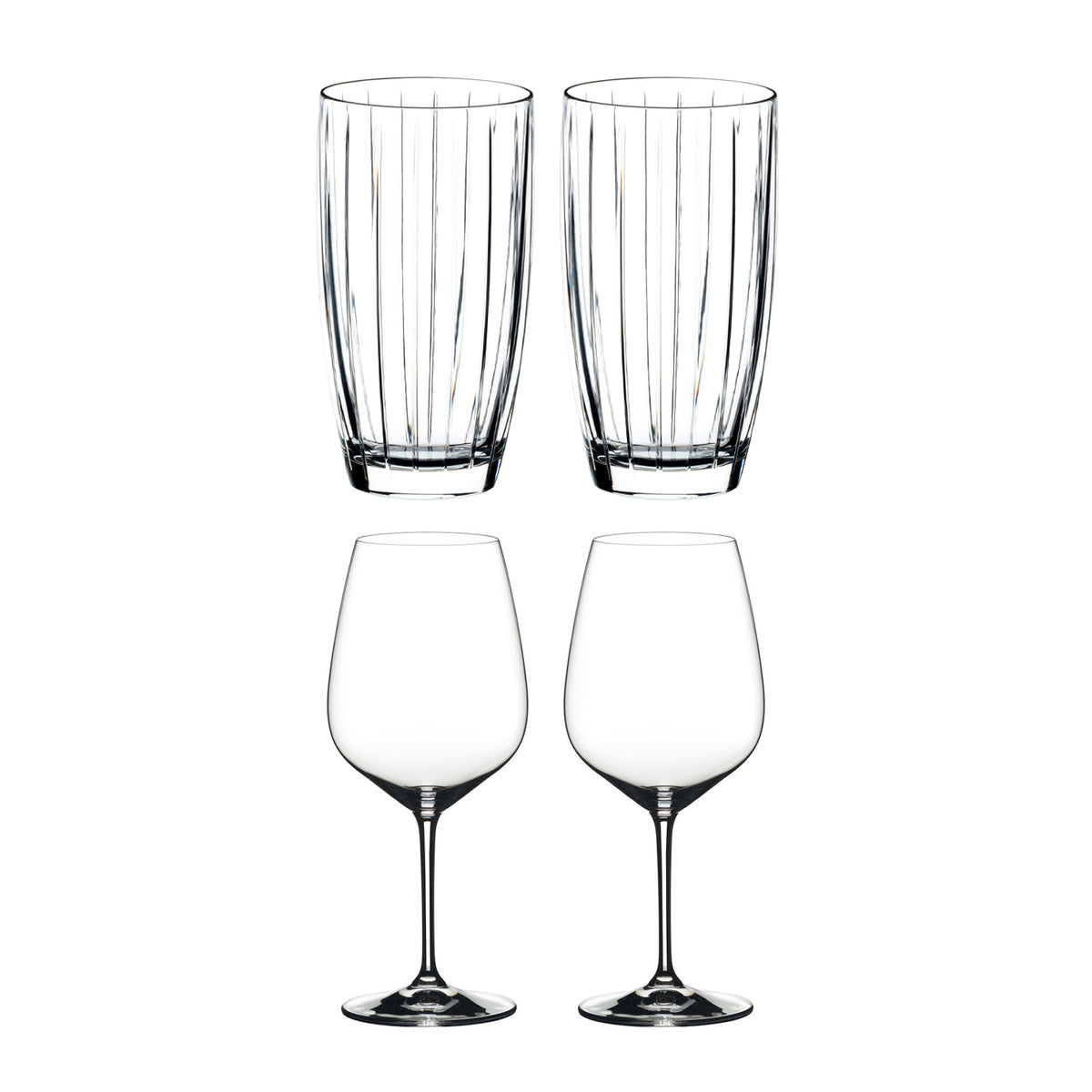 Riedel Crystal Tall All-Purpose Glass and Cabernet Red Wine Glass Set (4 Pack)