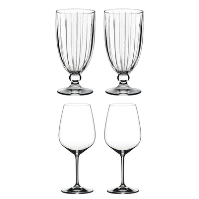 Riedel Crystal Tall All-Purpose Glass and Cabernet Red Wine Glass Set (4 Pack)