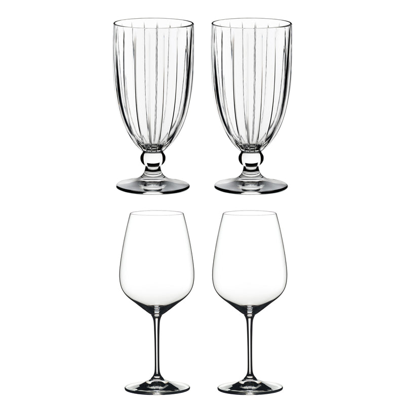 Riedel Crystal Tall All-Purpose Glass and Cabernet Red Wine Glass Set (4 Pack)