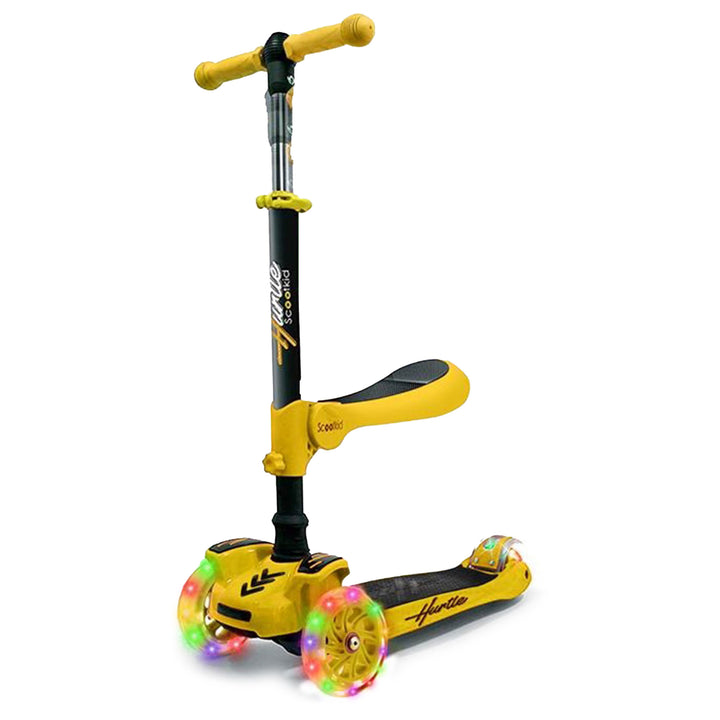 Hurtle ScootKid 3 Wheel Child Ride On Toy Scooter w/LED Wheels,Yellow(Open Box)