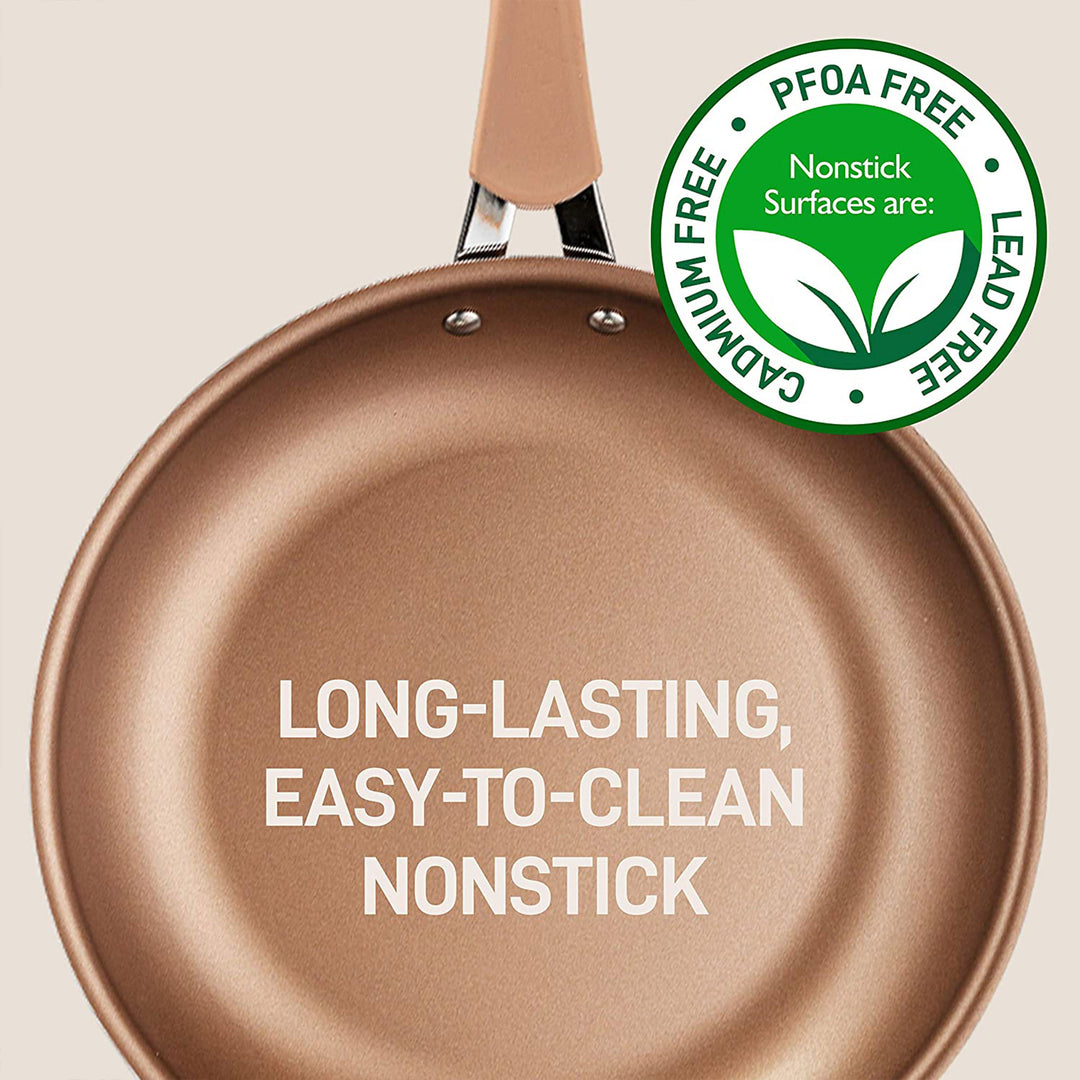 NutriChef Nonstick Cooking Cookware Pots and Pans, 20 Piece Set, Bronze (Used) - VMInnovations