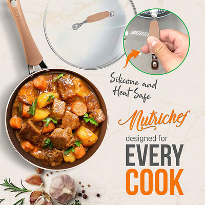NutriChef Nonstick Cooking Cookware Pots and Pans, 20 Pc Set, Bronze (For Parts) - VMInnovations