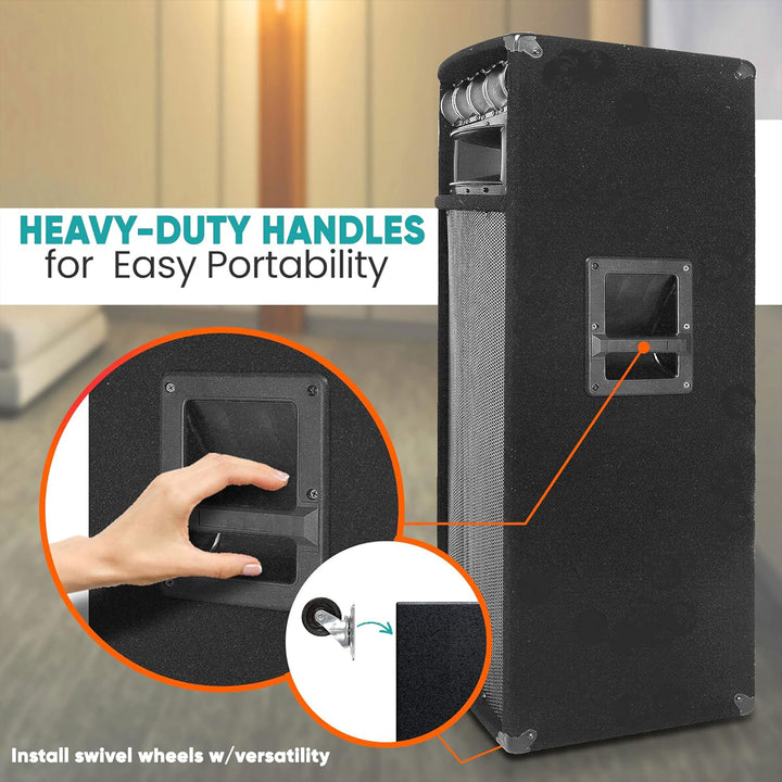 Pyle 1600W Outdoor 7 Way PA Loud-Speaker Cabinet w/ Dual 12" Woofers (Open Box) - VMInnovations