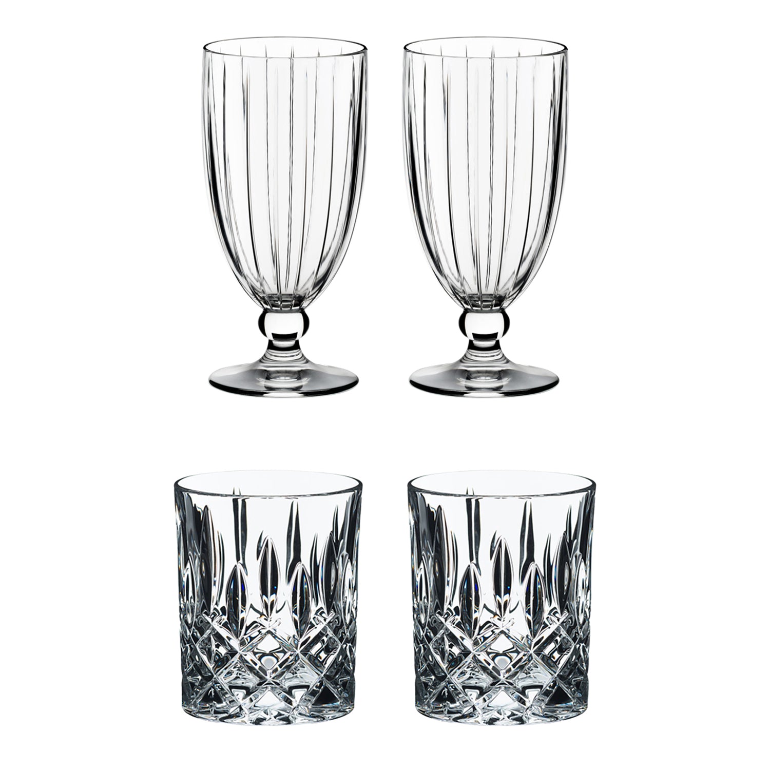 Riedel Crystal Tall All-Purpose Glass and Scotch & Bourbon Glass Set (4 Pack) - VMInnovations