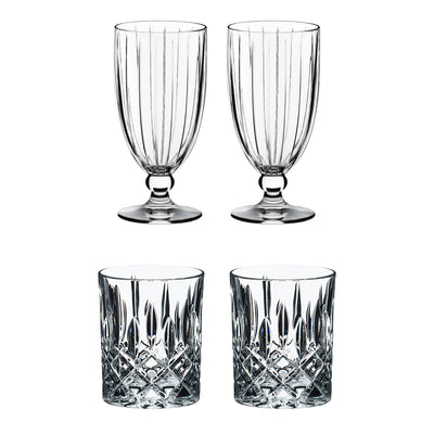 Riedel Crystal Tall All-Purpose Glass and Scotch & Bourbon Glass Set (4 Pack) - VMInnovations