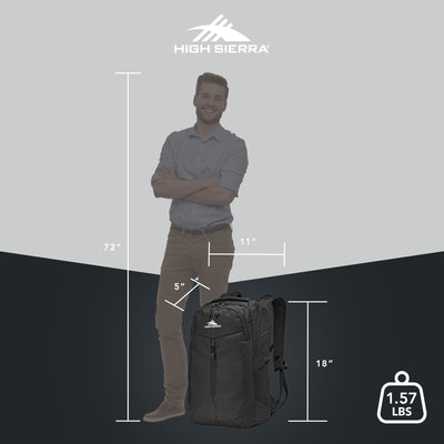 High Sierra Swerve Pro Backpack w/ Laptop Pocket & Tablet Sleeve, Blk (Open Box)