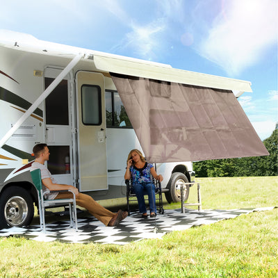 Camco 10FT Front Sun Block Panel for RV Camper Shade, Brown (Open Box) - VMInnovations