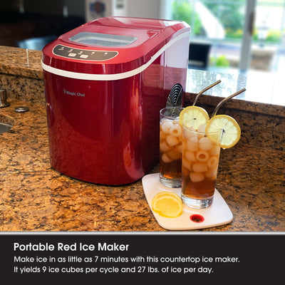 Magic Chef Portable Countertop 27lb Ice Maker Machine, Stainless Steel (Used)