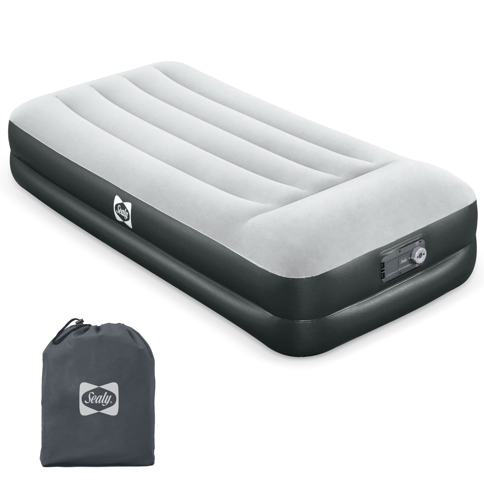 Sealy Tritech Twin Sized 16" Air Mattress Bed 2 Person w/Built-In AC Pump & Bag - VMInnovations