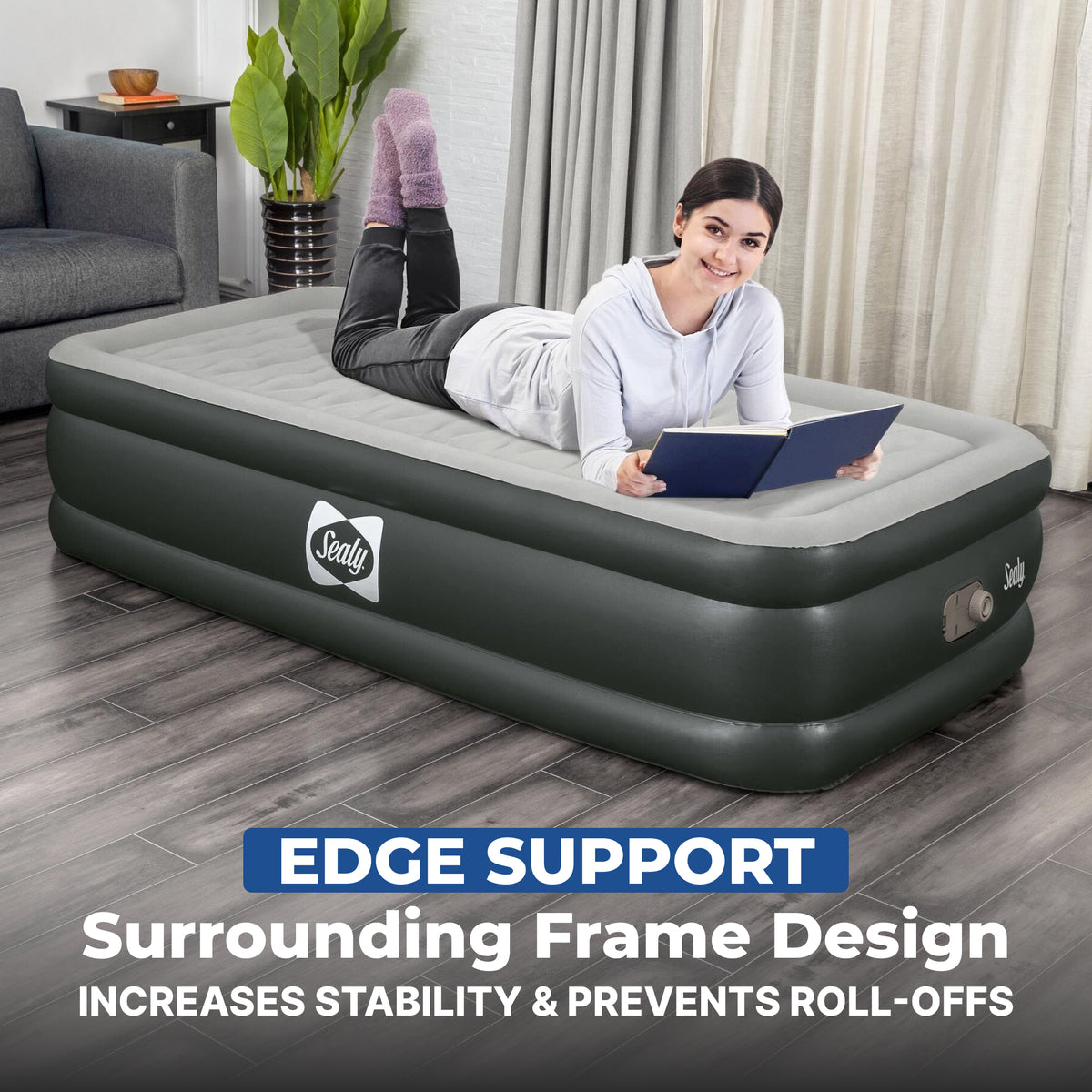Sealy Tritech Twin 18" Air Mattress Bed 2 Person with Built-In AC Pump, 2 Pack