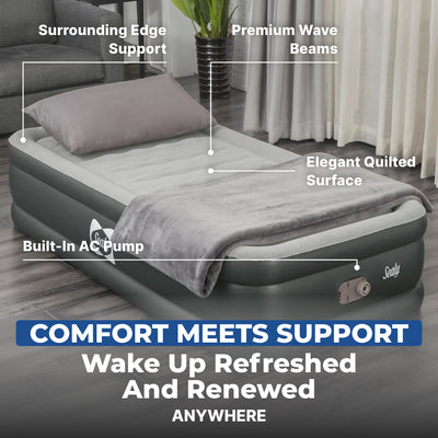 Sealy Tritech 18 Inch Inflatable Mattress Twin Airbed w/ Built-In Pump (Used)