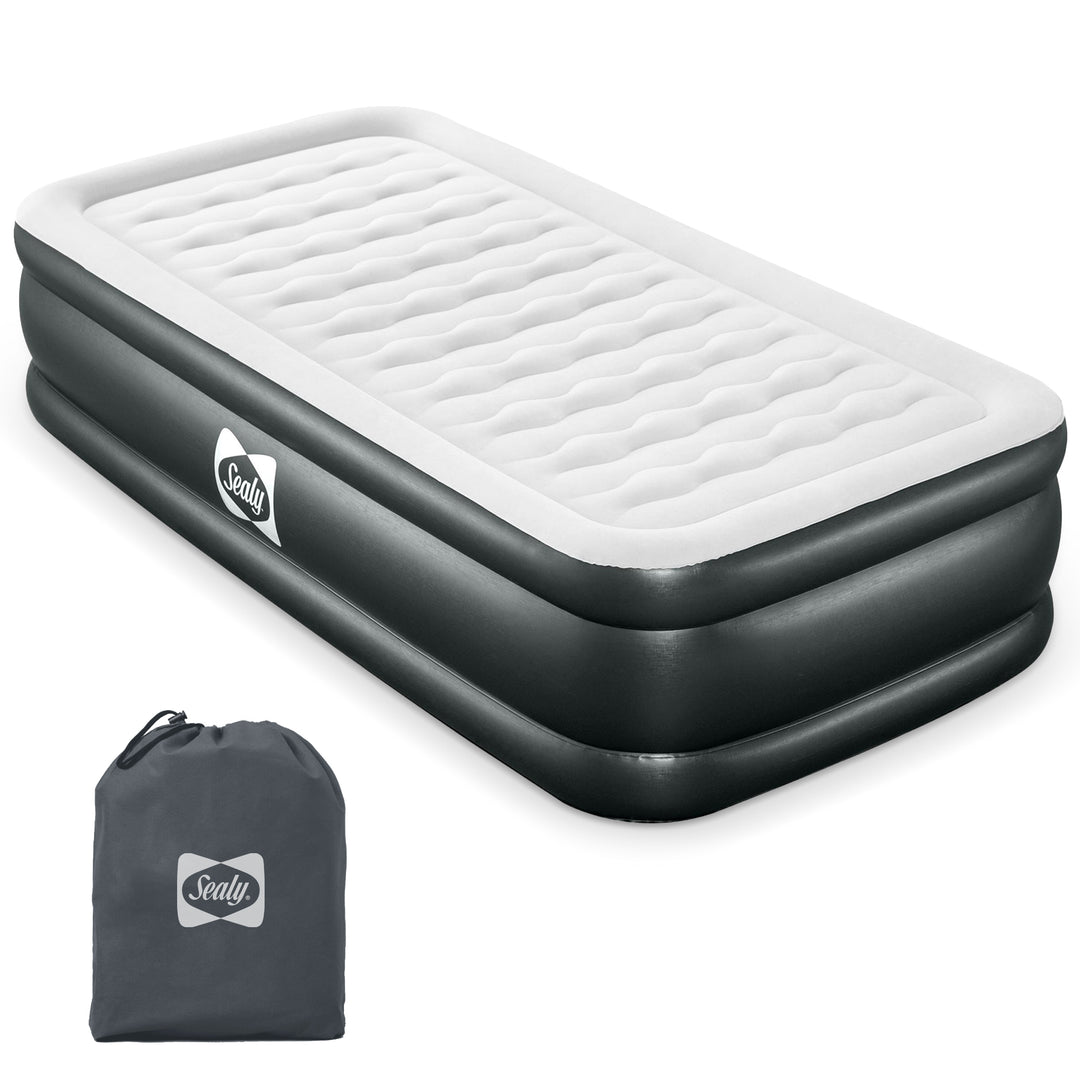 Sealy Tritech Twin Sized 18" Air Mattress Bed 2 Person w/Built-In AC Pump & Bag