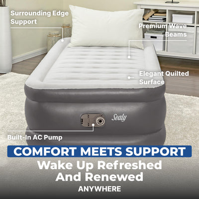 Sealy Tritech 20 Inch Inflatable Mattress Twin Airbed w/ Built-In Pump (Used)
