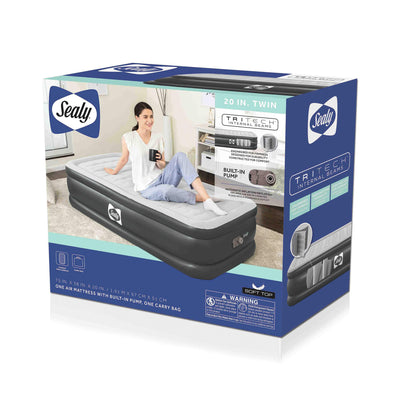 Sealy Tritech 20 Inch Inflatable Mattress Twin Airbed w/ Built-In Pump (Used)