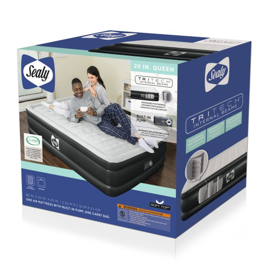 Sealy Tritech Queen 20" Air Mattress Bed 2 Person with Built-In AC Pump, 2 Pack