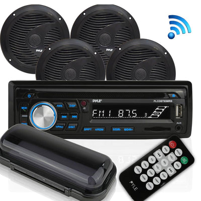Pyle Marine Receiver Stereo System w/ 2 Pair 6.5 Inch Speakers, Black (Used)