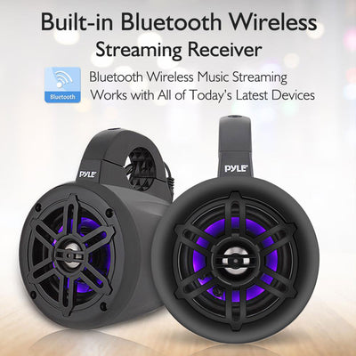 Pyle 4 Inch 300 Watt Bluetooth Marine Tower Speaker System, Pair (Open Box)