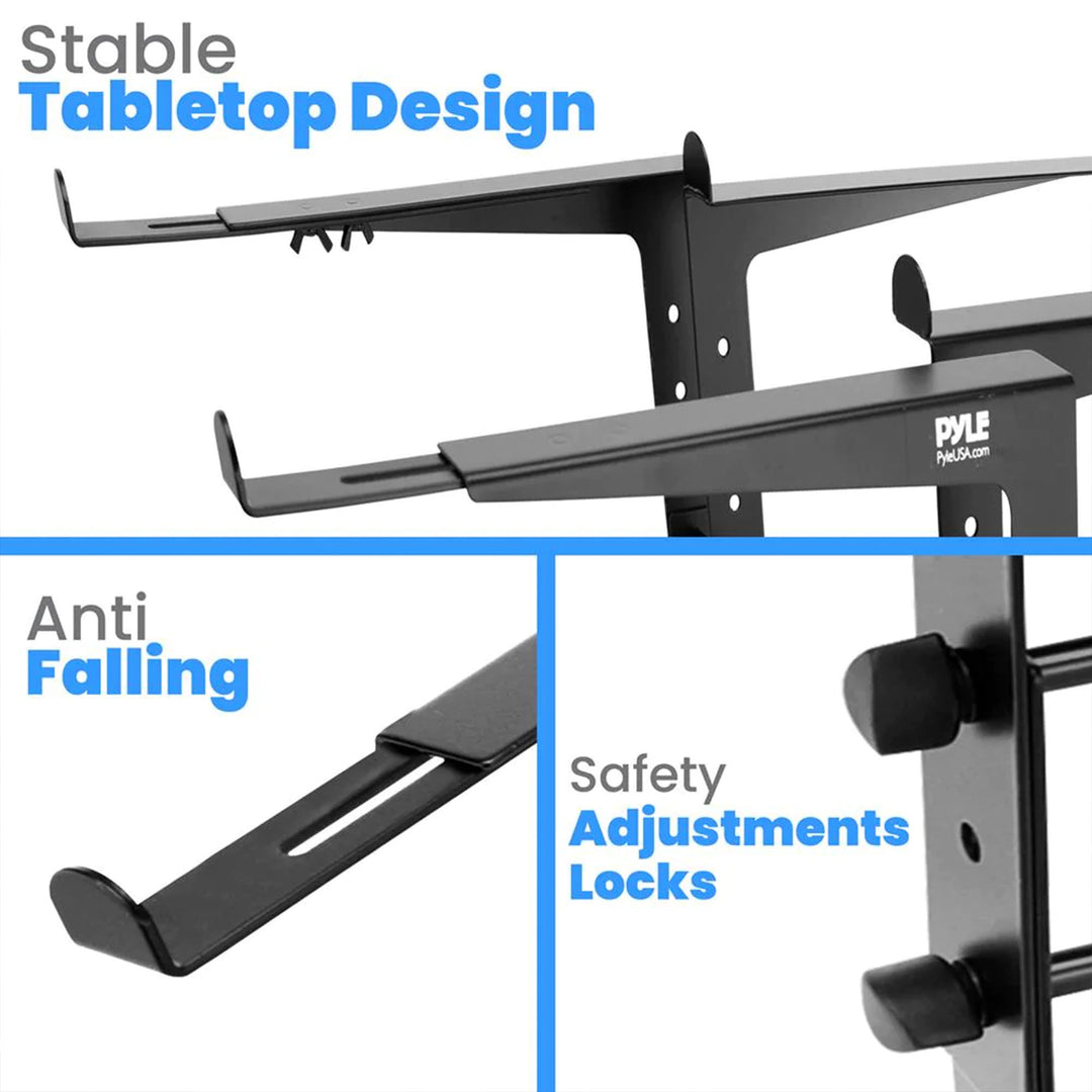 Pyle Portable Adjustable Dual Device DJ Laptop Stand Workstation (Open Box)