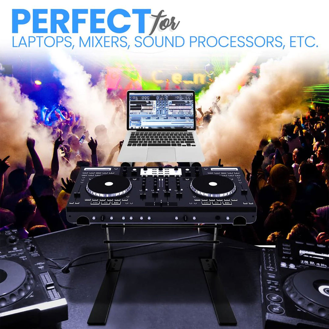 Pyle PLPTS38 Portable Adjustable Dual Device DJ Laptop Stand Workstation - VMInnovations