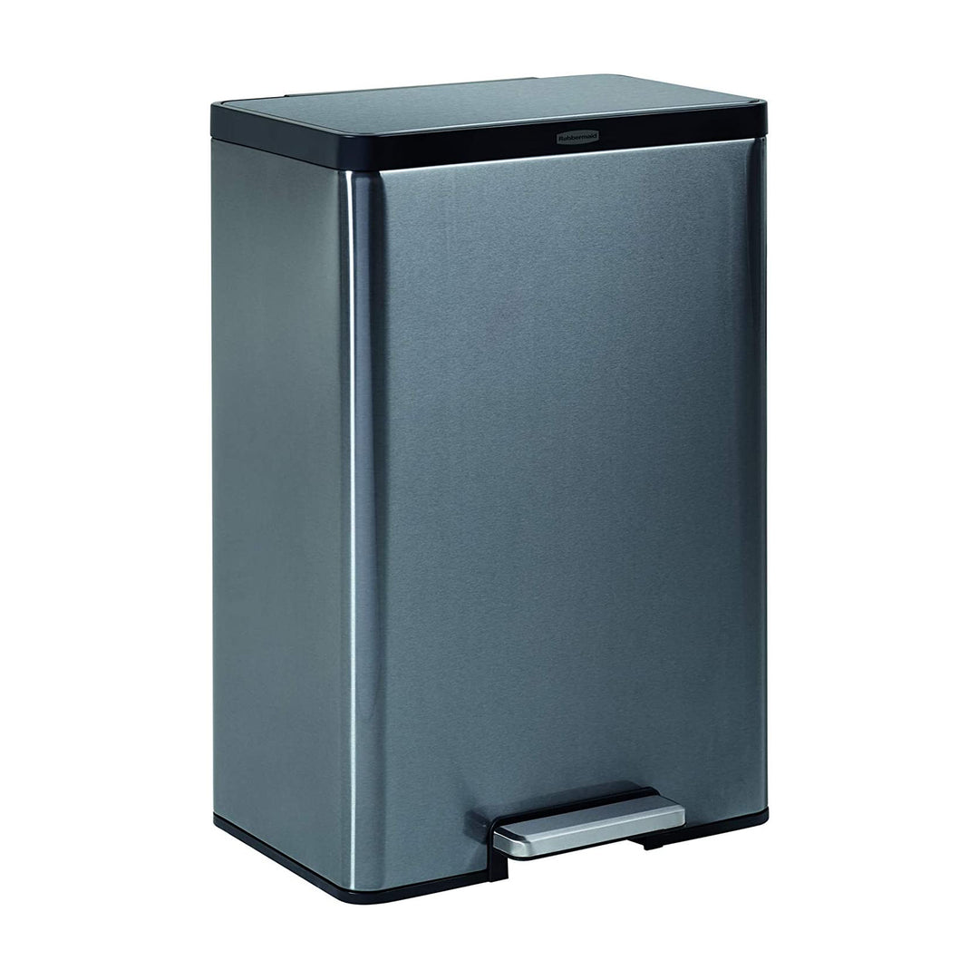 Rubbermaid 12 Gal Stainless Steel Metal Step Garbage Trash Can, Charcoal (Used) - VMInnovations
