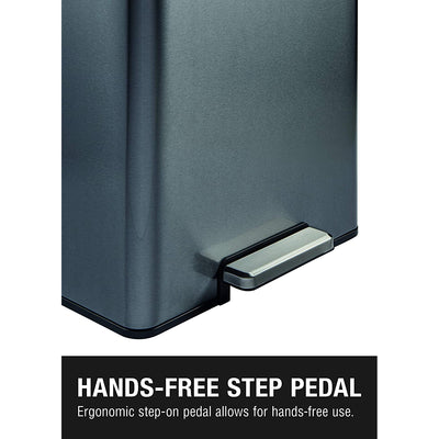 Rubbermaid 12 Gal Stainless Steel Metal Step Garbage Trash Can, Charcoal (Used) - VMInnovations