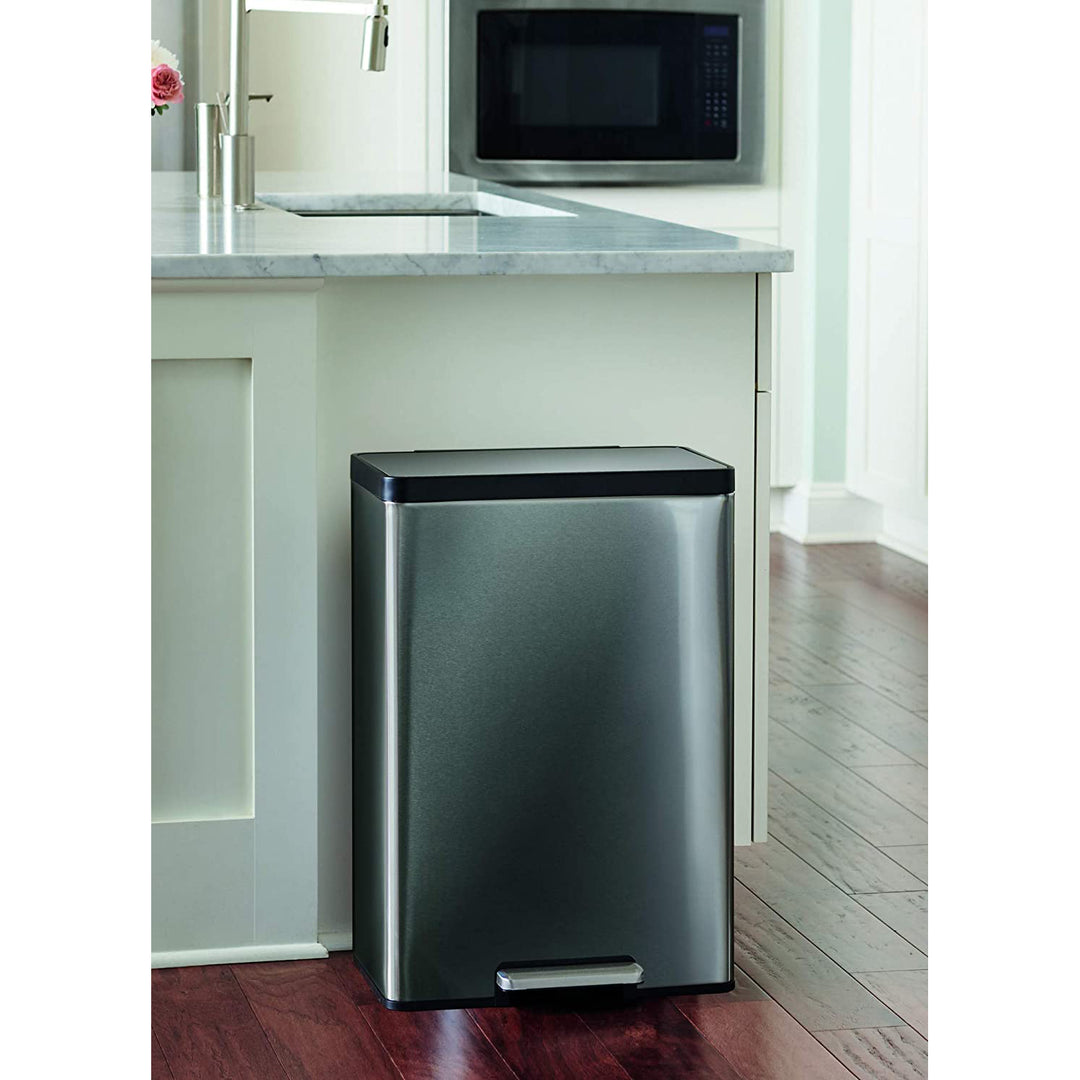Rubbermaid 12 Gal Stainless Steel Metal Step Garbage Trash Can, Charcoal (Used) - VMInnovations