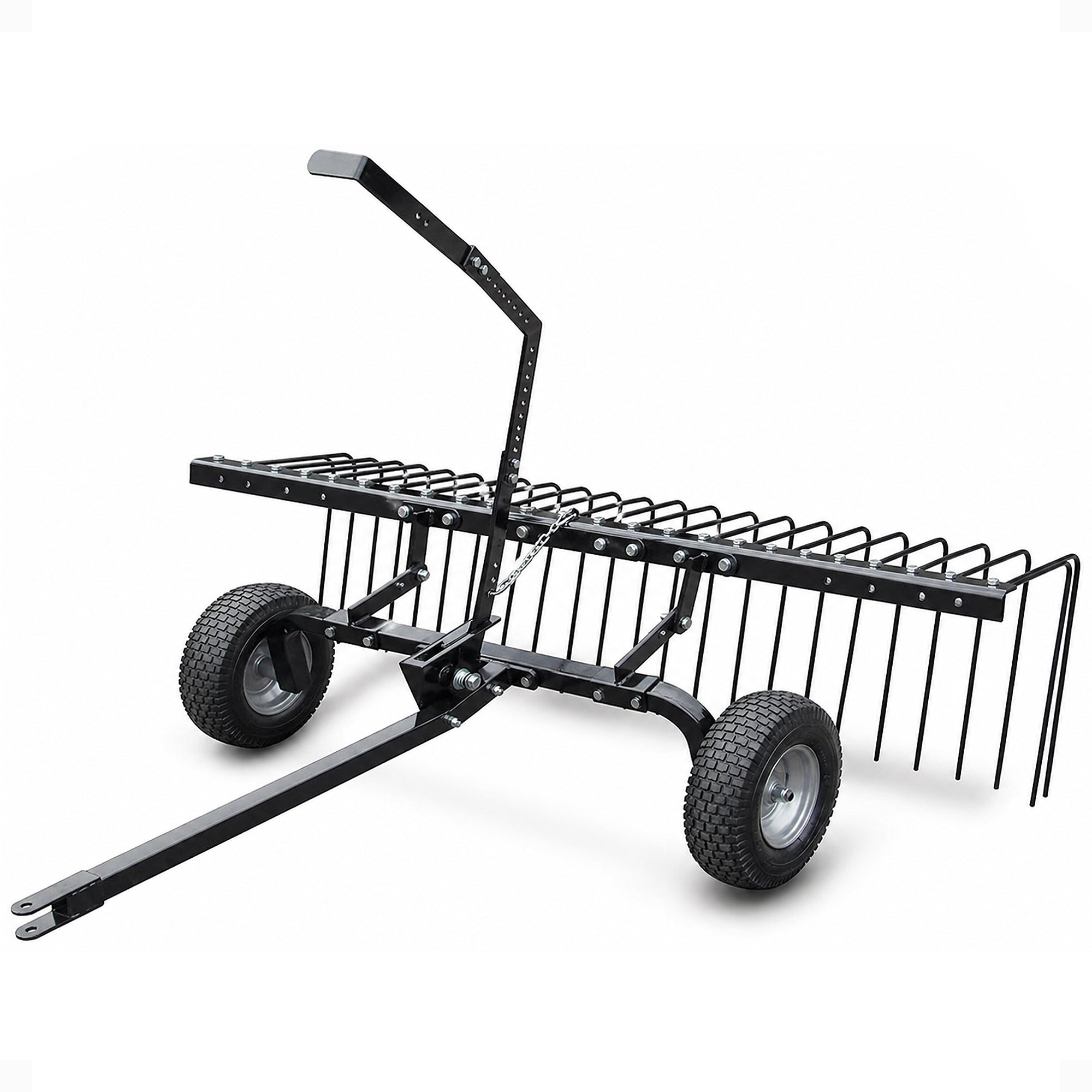 Yard Tuff 72" Pine Straw ATV Tow Behind Steel Landscape Rake w/Wheels & Handle - VMInnovations