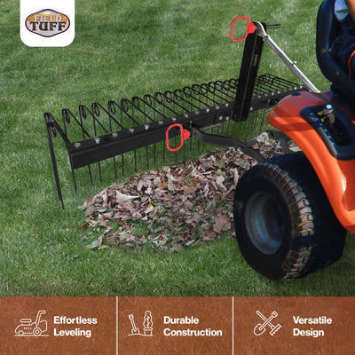 Field Tuff 3 Point 72" Durable Powder Coated Steel Pine Straw Rake, Black (Used) - VMInnovations