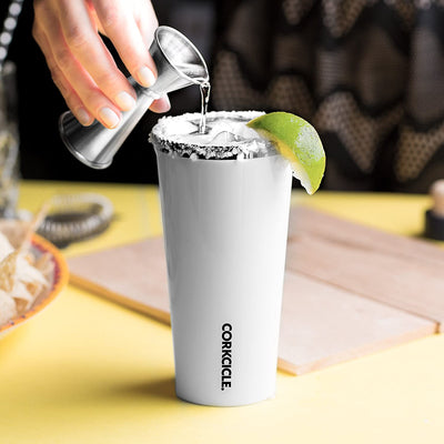 Corkcicle Color Block 16 Ounce Stainless Steel Tumbler with Lid, Glacier Blue