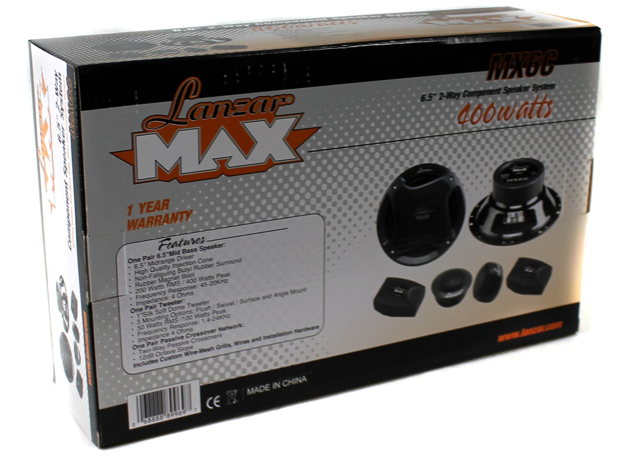 NEW LANZAR MX6C 6.5" 200W 2-Way Component Car Audio Speakers Stereo PAIR