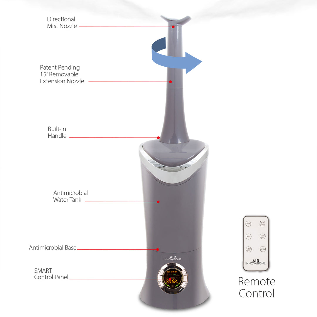 Air Innovations MH-701BA Ultrasonic Cool Mist Aromatherapy Humidifier, Platinum