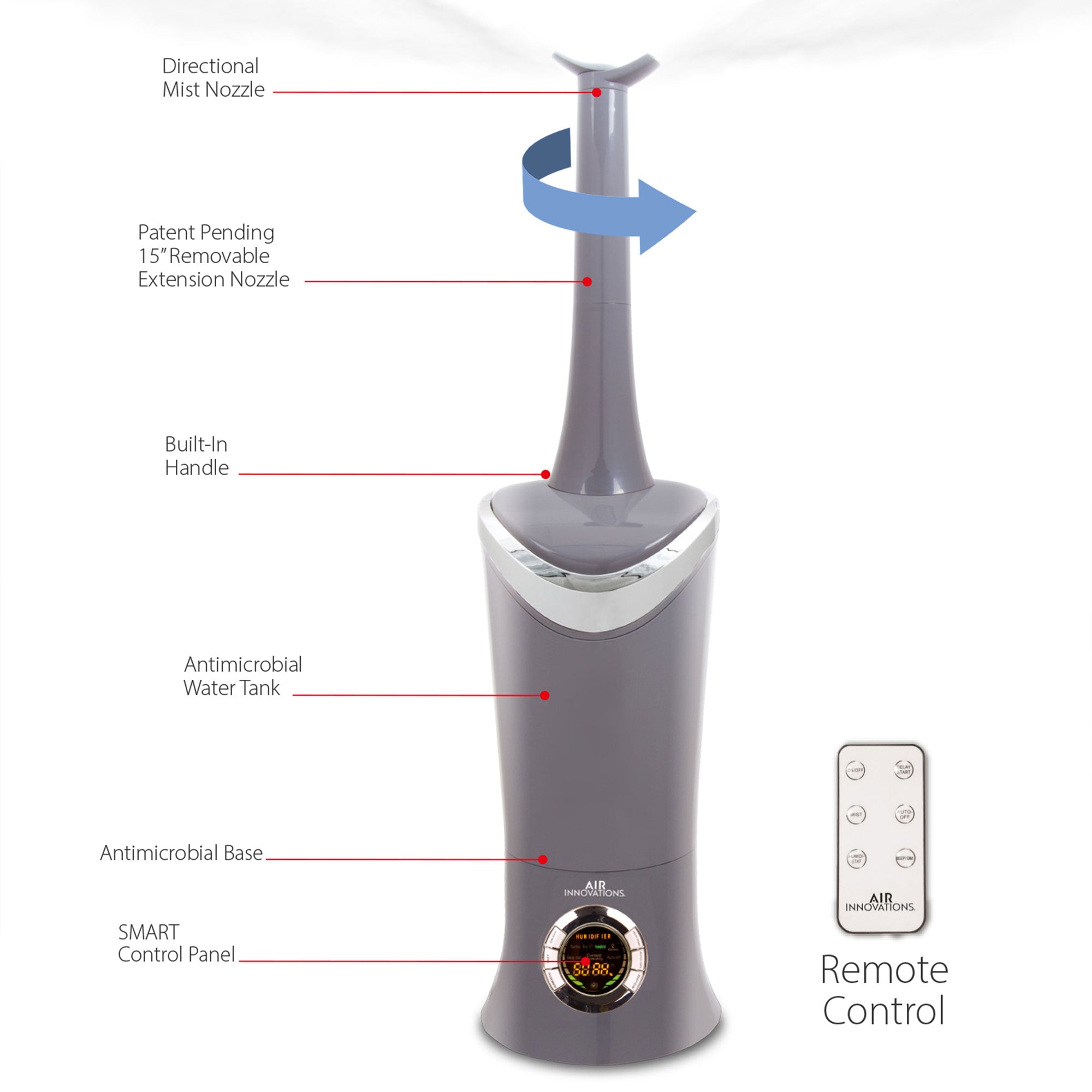 Air Innovations BA Ultrasonic Cool Mist Aromatherapy Humidifier, Platinum (Used) - VMInnovations