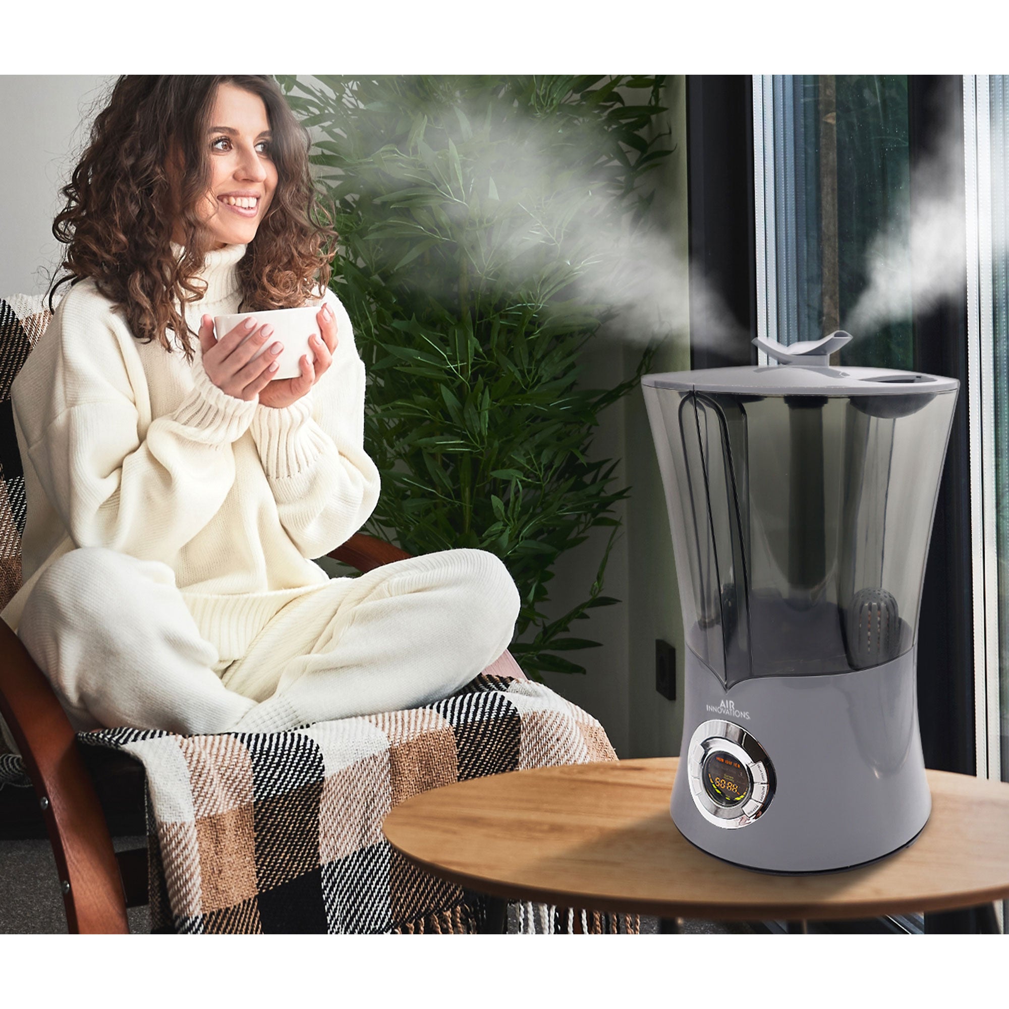 Air Innovations 2.15 Gal. Tank Ultrasonic Cool Mist Digital Humidifier, Platinum (Refurbished)